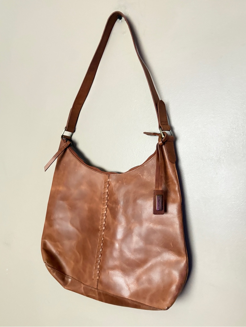 Born whipstitch faux leather hobo bag distressed shoulder purse whipstitch boho